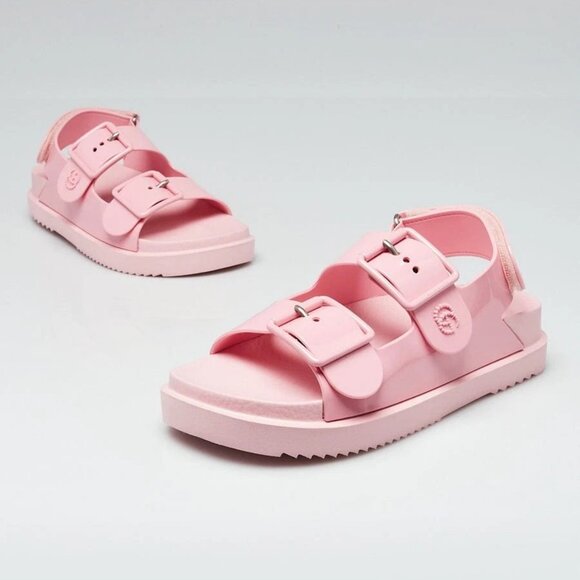 Gucci Wild Rose Pink Rubber Flat Sandals Size 3.5/34 - Picture 1 of 5